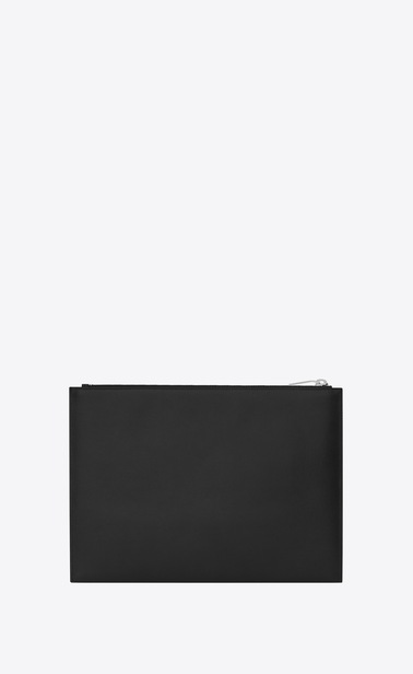saint laurent paris tabletetui aus schwarzem leder mit struktur